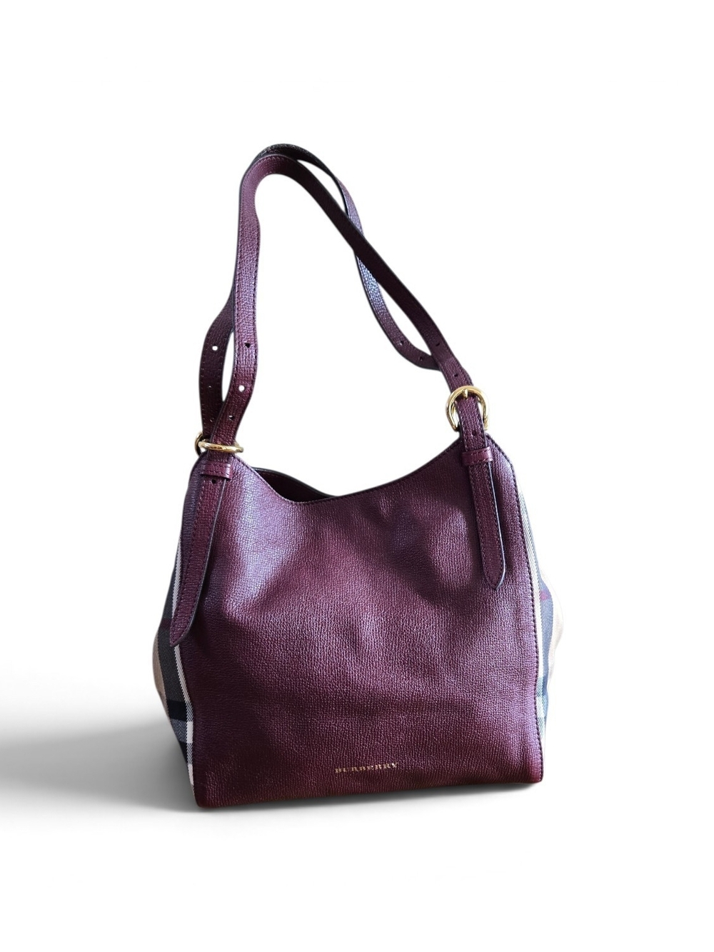 Burberry Plum Leather Hobo Bag